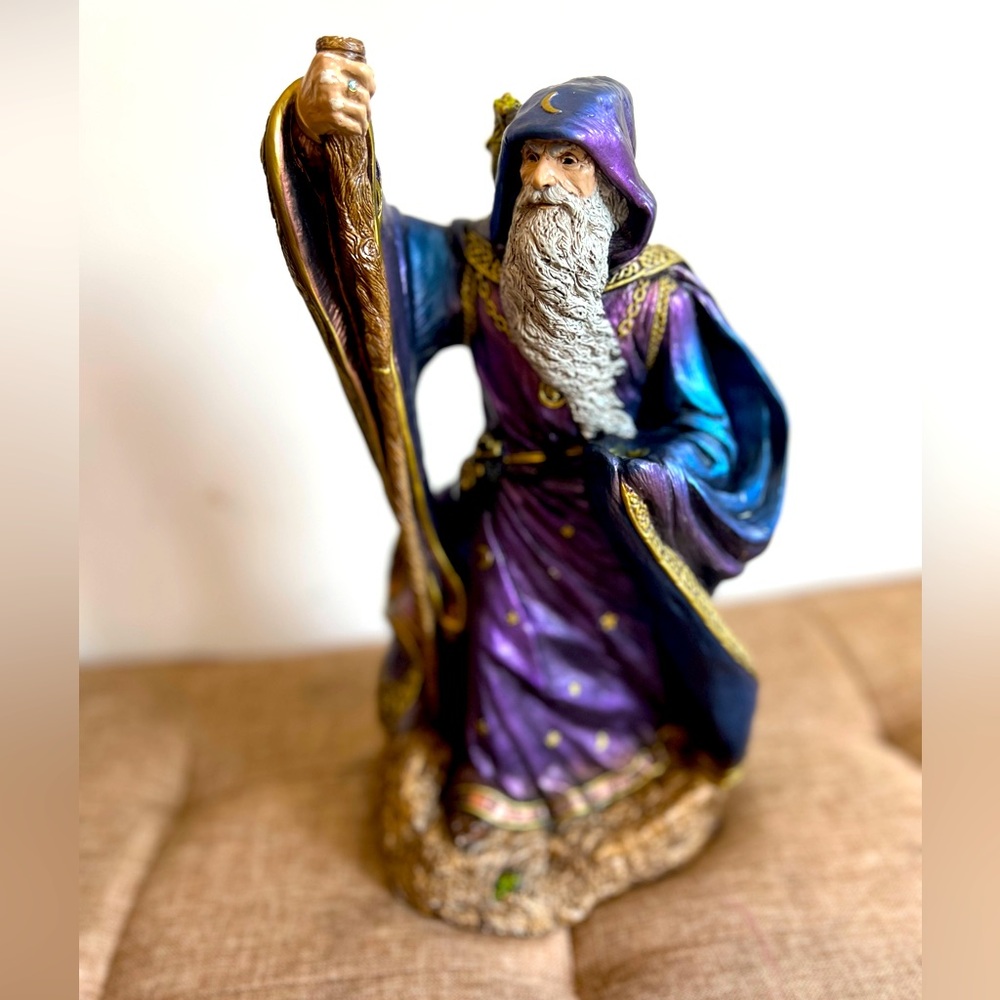 Windstone Editions Large 13” Wizard w/ Baby Dragon Retired From 1986 By Pena.